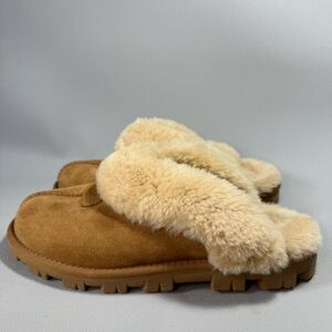 UGG Coquette Chestnut Suede Sheepskin Slippers